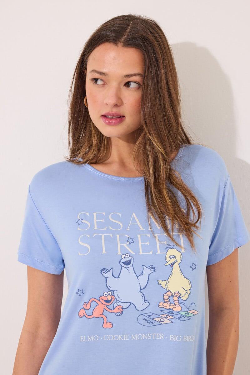 Cortefiel Camisón Midi Soft Touch "Barrio Sésamo"