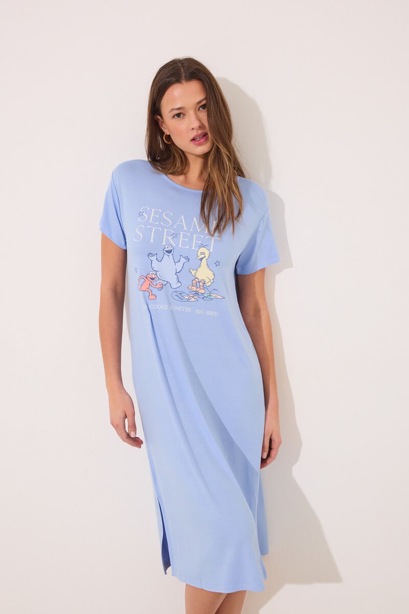 Cortefiel Camisón Midi Soft Touch "Barrio Sésamo"