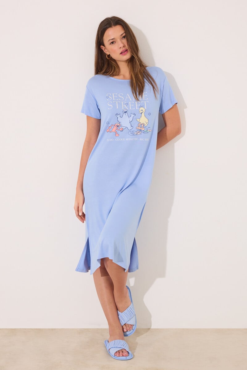 Cortefiel Camisón midi soft touch "Barrio Sésamo"