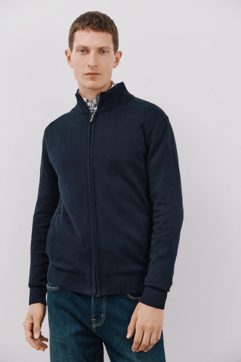 Cortefiel Cárdigan Algodón Cremallera Básico