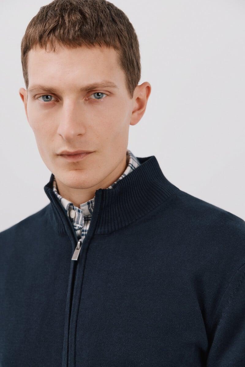 Cortefiel Cárdigan Algodón Cremallera Básico