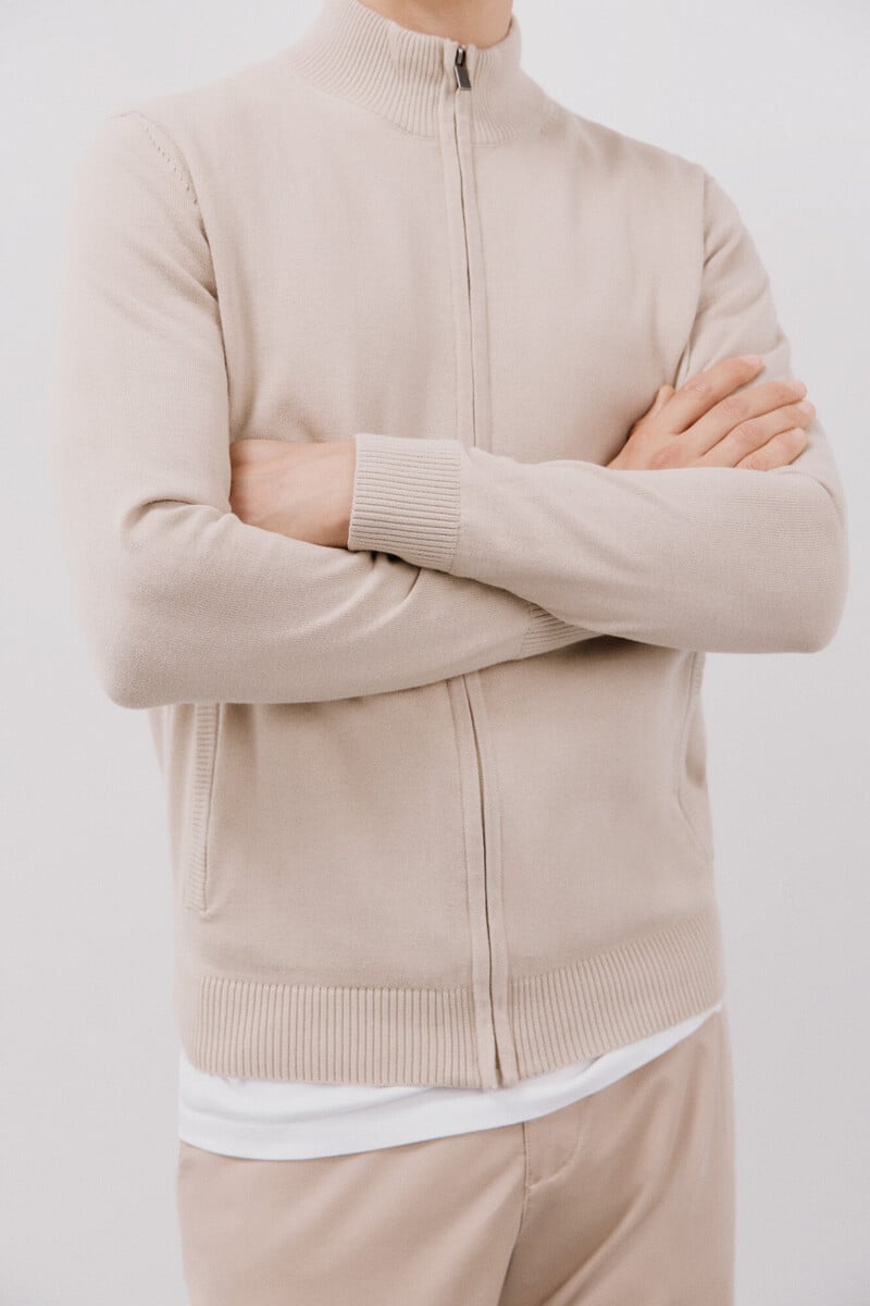 Cortefiel Cárdigan Algodón Cremallera Básico