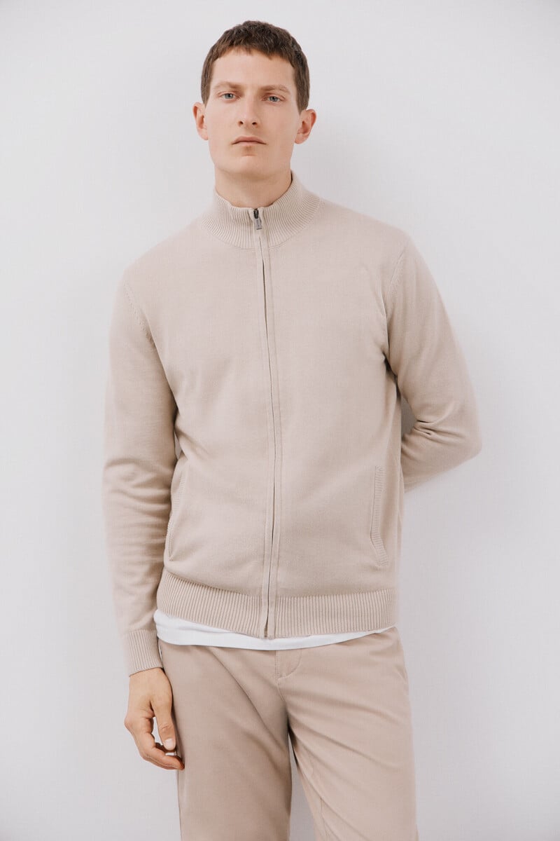 Cortefiel Cárdigan Algodón Cremallera Básico