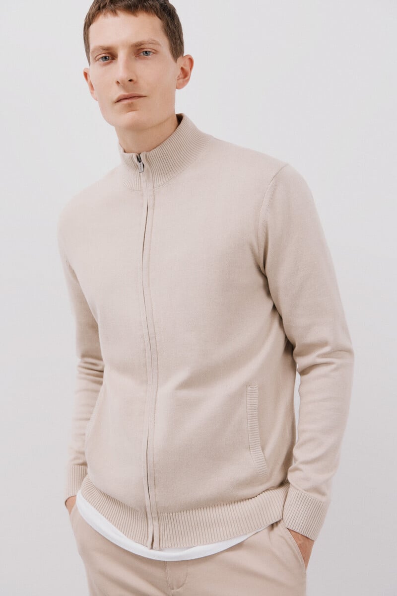 Cortefiel Cárdigan Algodón Cremallera Básico