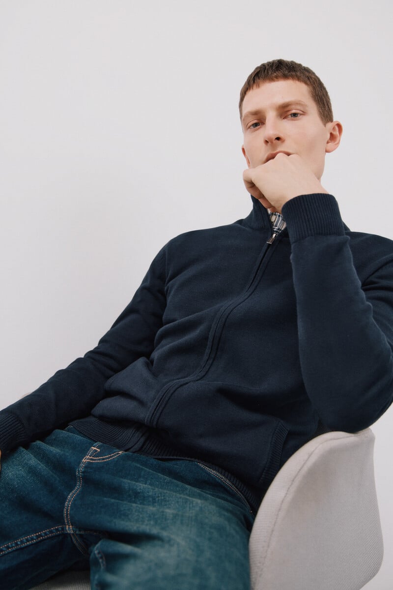 Cortefiel Cárdigan algodón cremallera básico