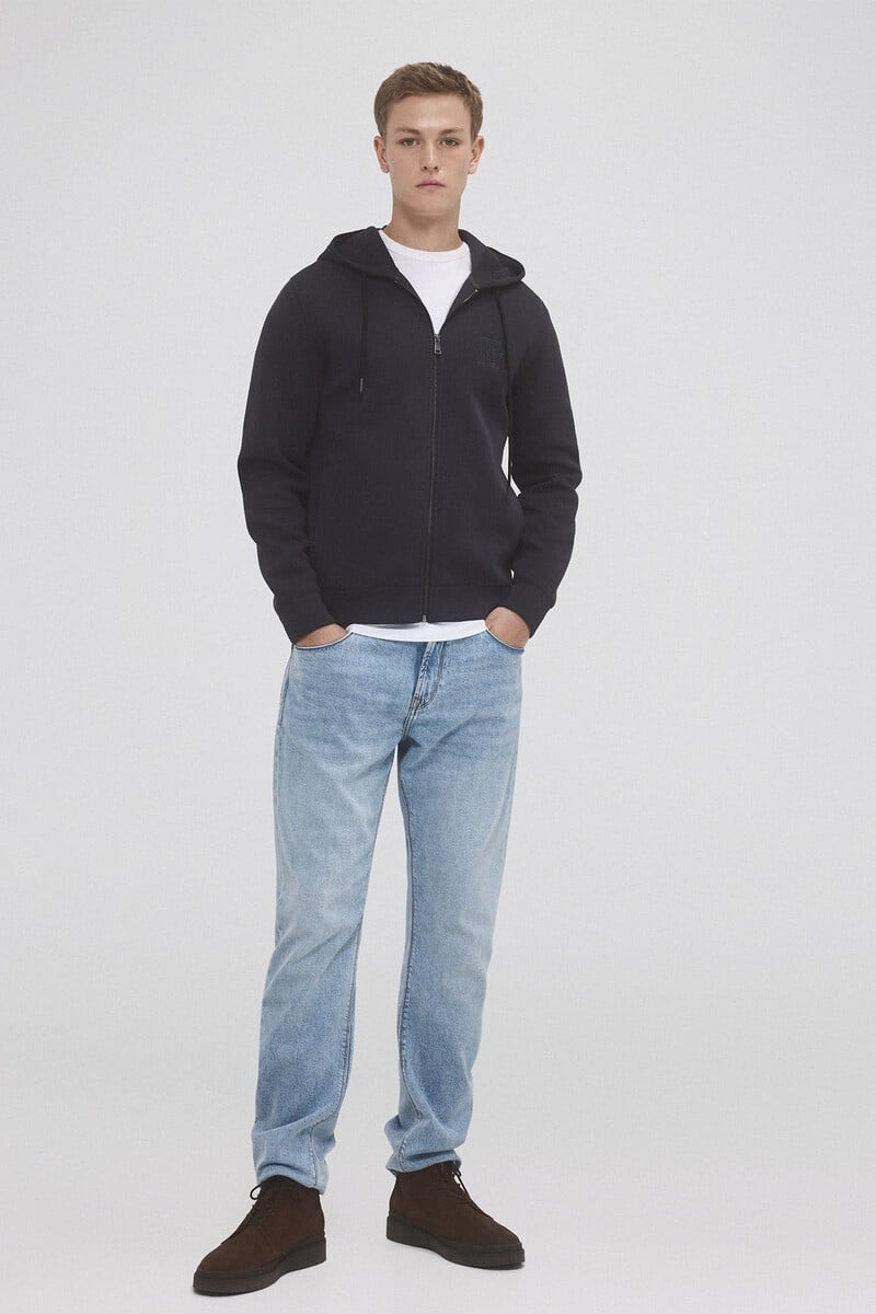 Cortefiel Cárdigan Con Capucha Tejido Técnico