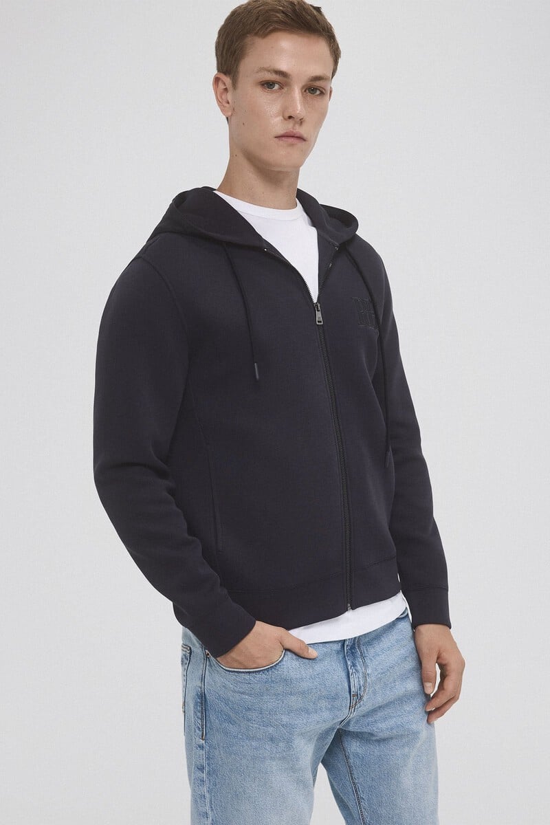 Cortefiel Cárdigan Con Capucha Tejido Técnico