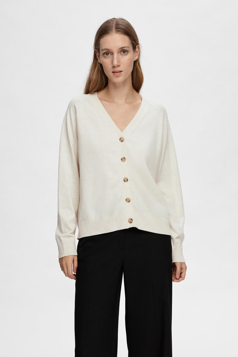 Cortefiel Cardigan Con Cuello De Pico 100% Algodón
