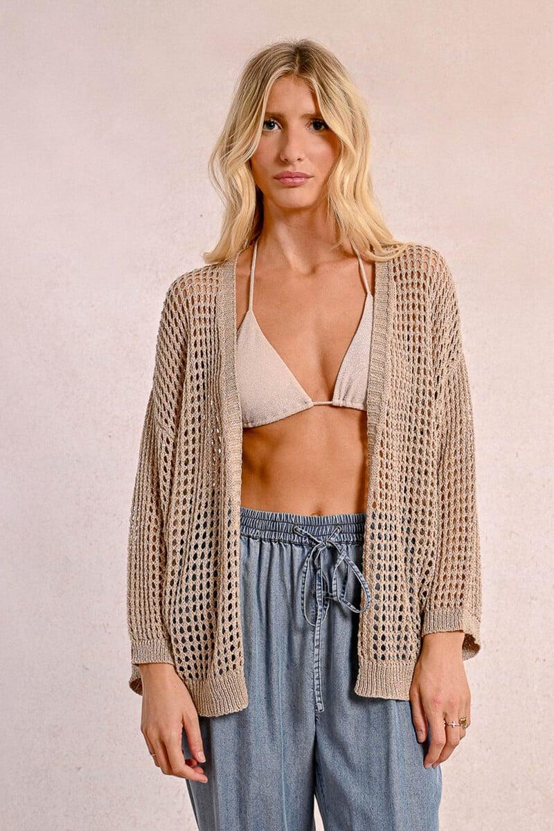 Cortefiel Cárdigan De Manga Larga En Punto Bordado