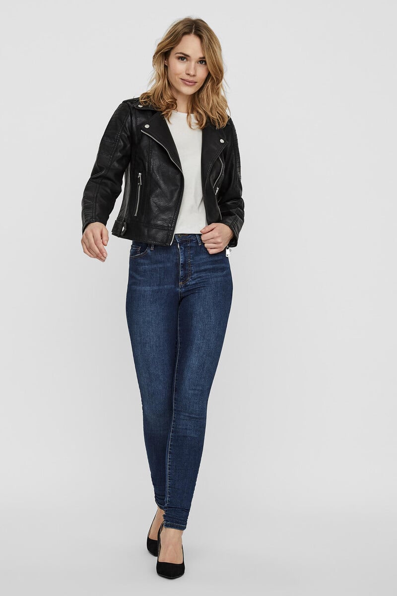 Cortefiel Cazadora Biker Efecto Piel