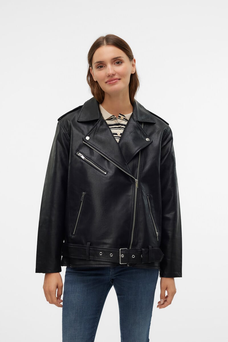 Cortefiel Cazadora Biker Efecto Piel