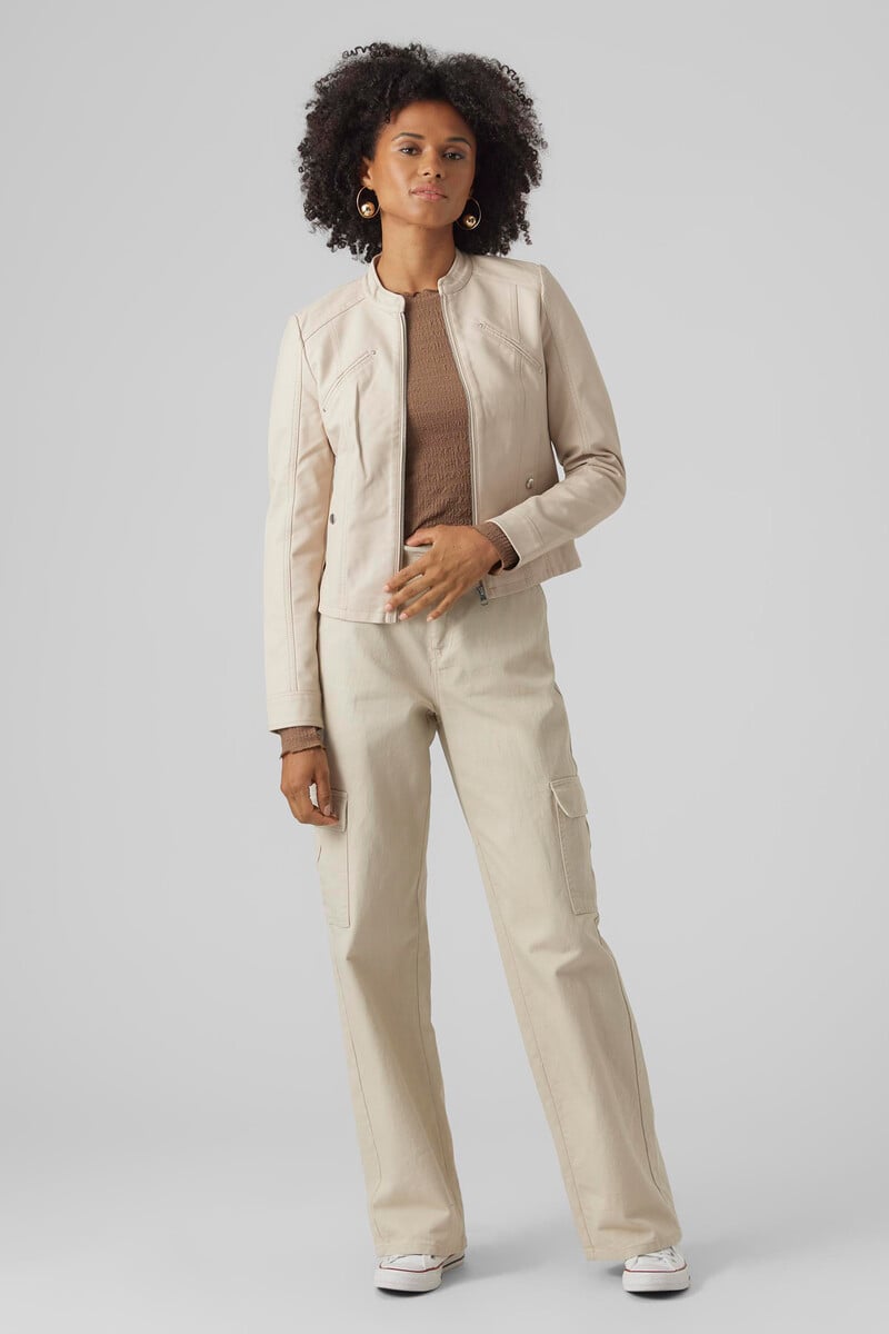 Cortefiel Cazadora Efecto Piel Cuello Perkins