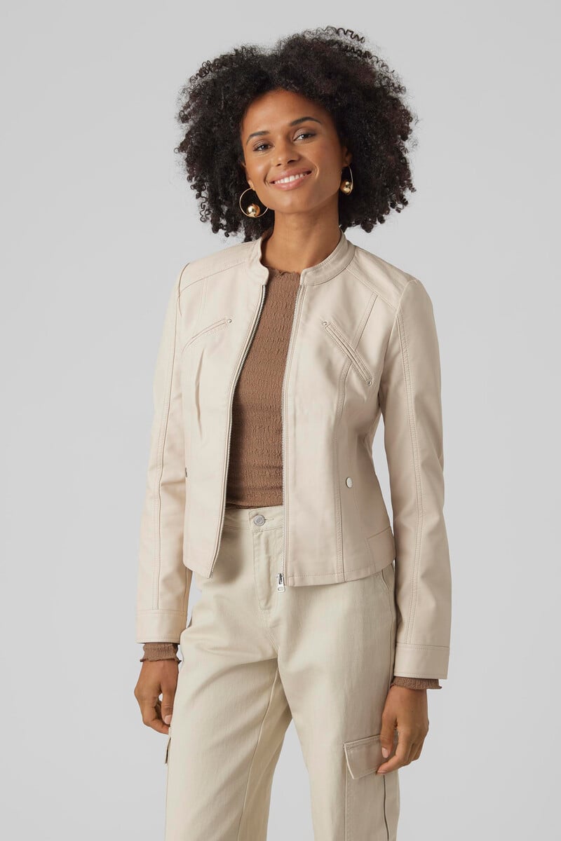 Cortefiel Cazadora Efecto Piel Cuello Perkins