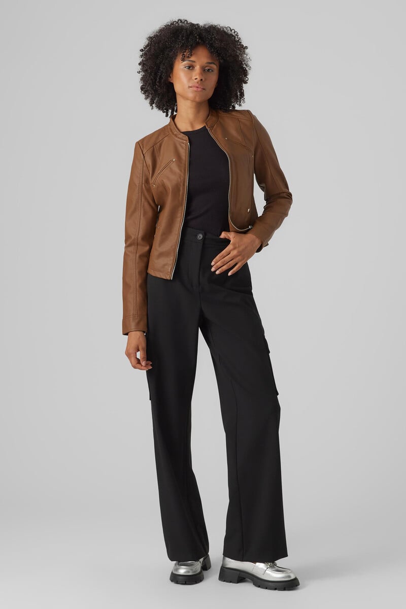 Cortefiel Cazadora Efecto Piel Cuello Perkins