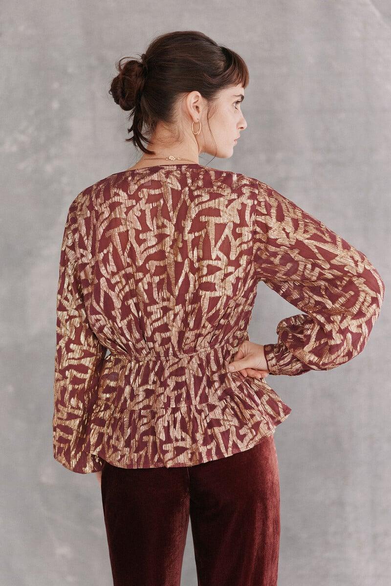 Cortefiel Cece. Blusa Jacquard Dorado