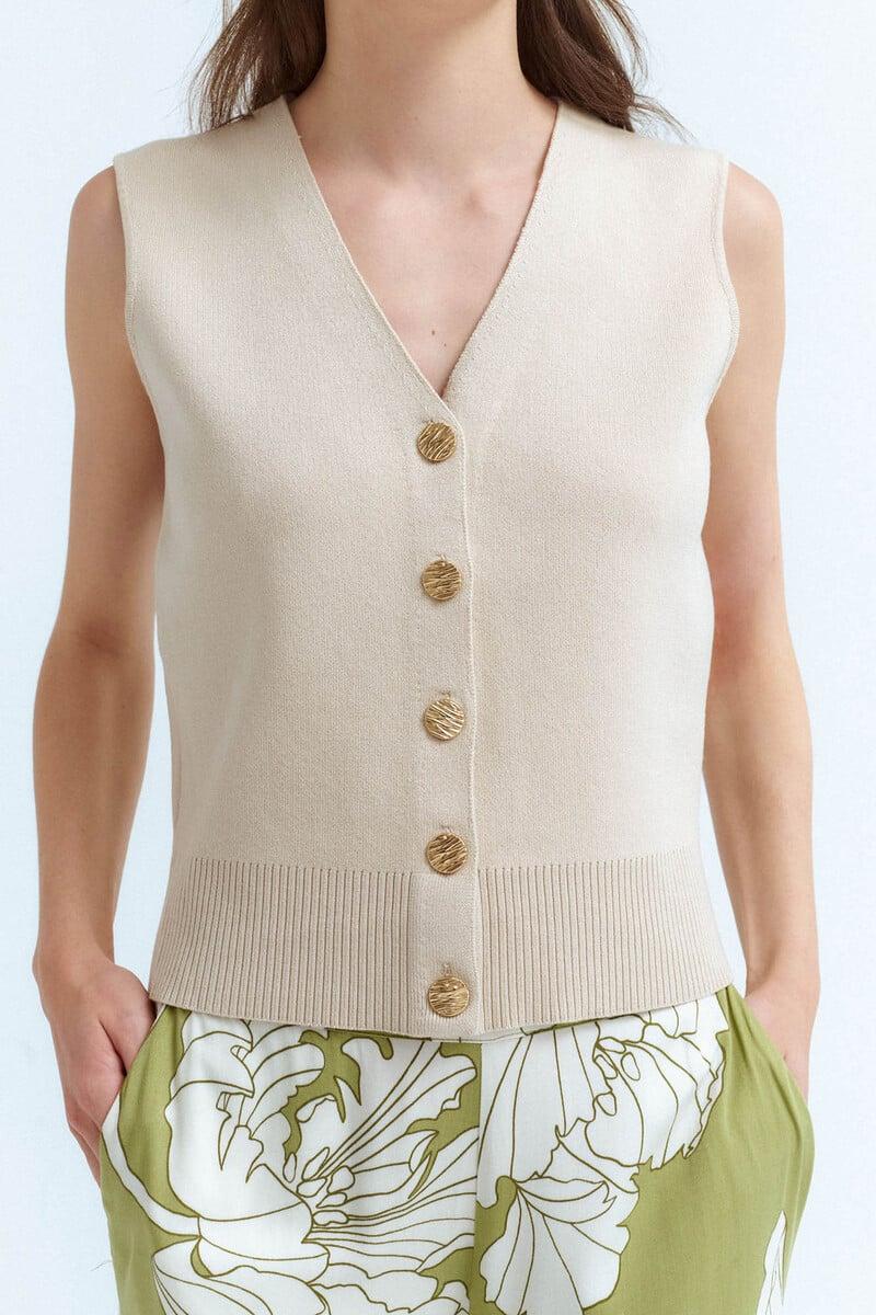 Cortefiel Chaleco De Punto Abotonado