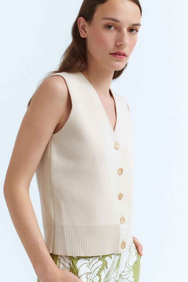 Cortefiel Chaleco de punto abotonado