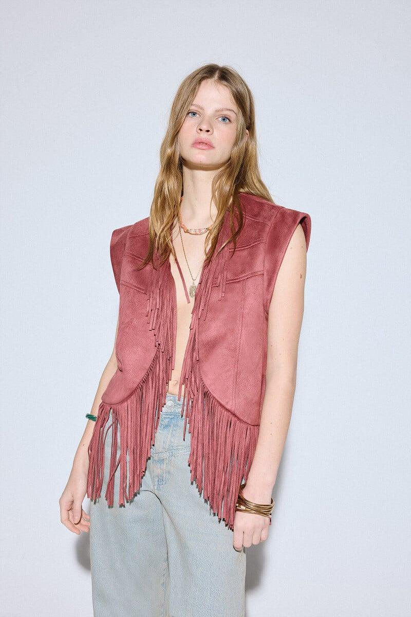 Cortefiel Chaleco Efecto Ante Flecos