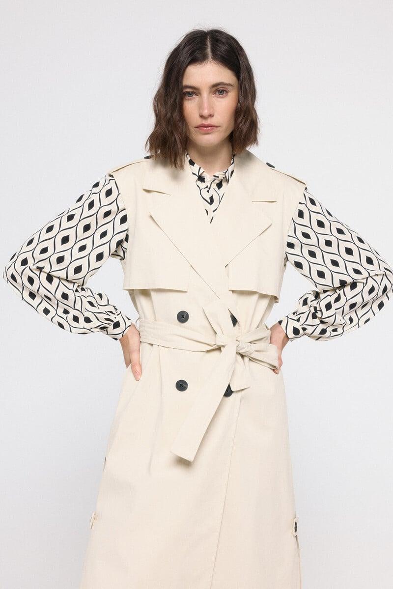 Cortefiel Chaleco Largo De Doble Abotonadura