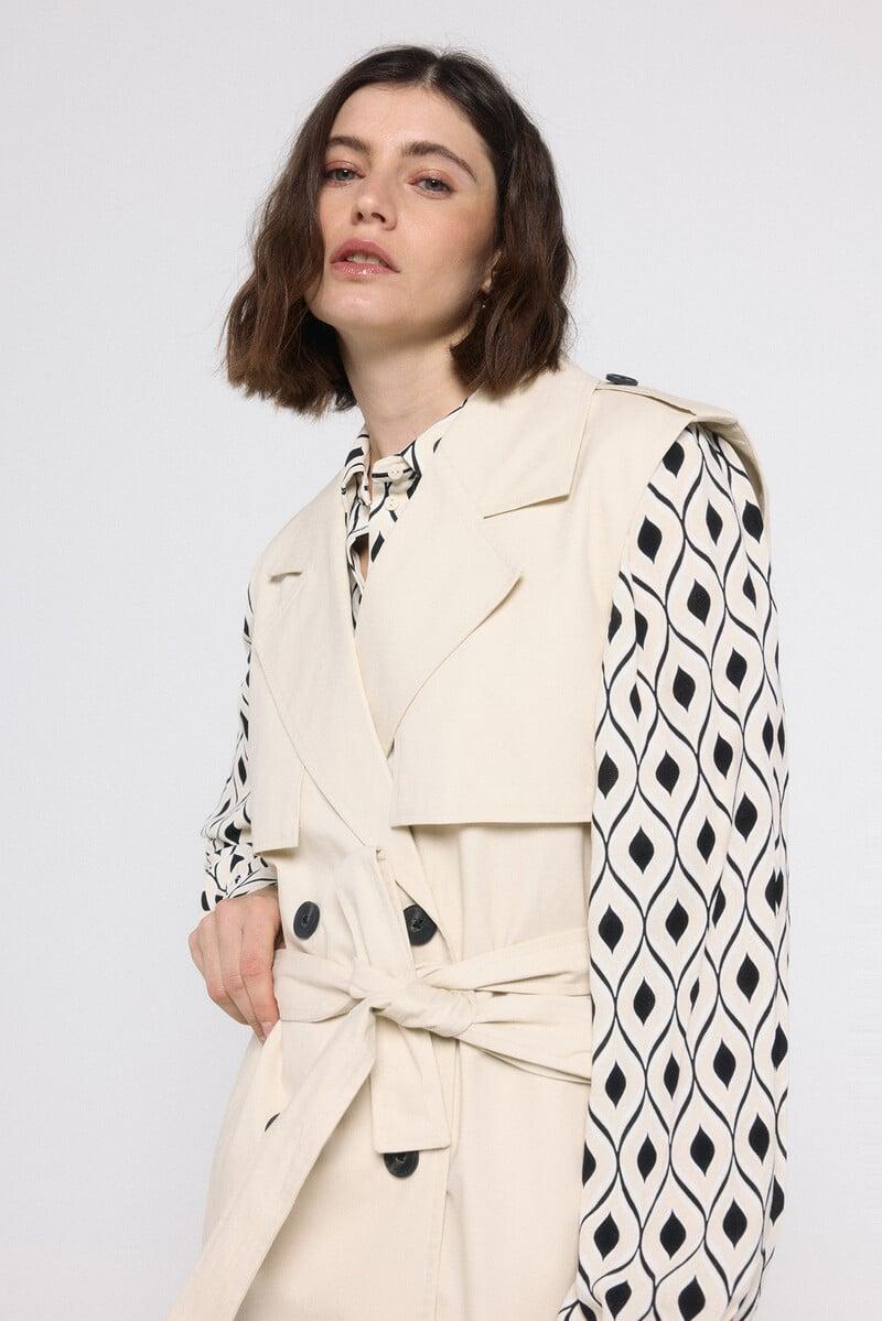 Cortefiel Chaleco Largo De Doble Abotonadura