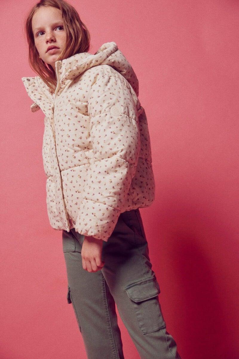 Cortefiel Chaqueta Acolchada Pana Flores Niña