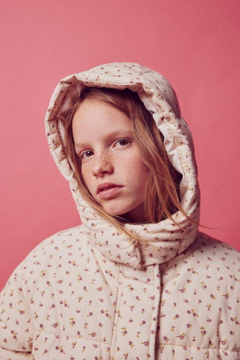 Cortefiel Chaqueta acolchada pana flores niña