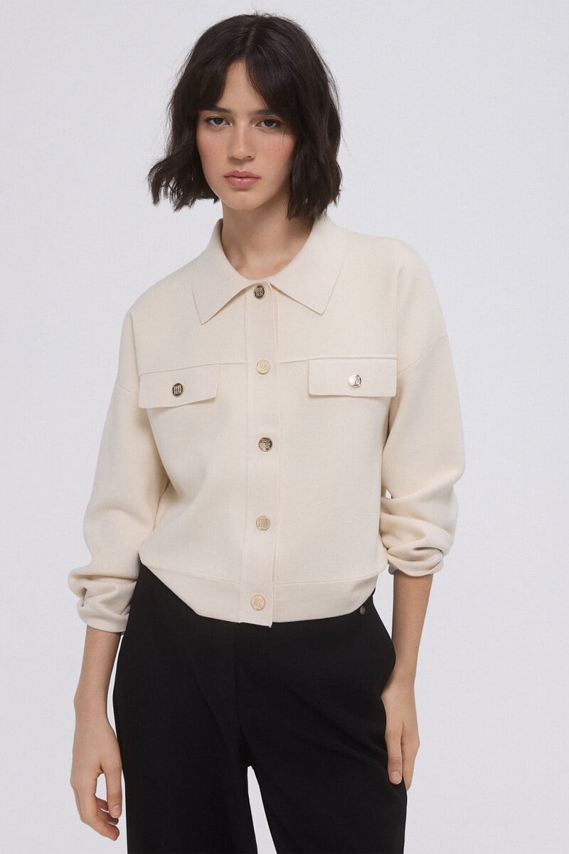 Cortefiel Chaqueta De Punto Cuello Polo