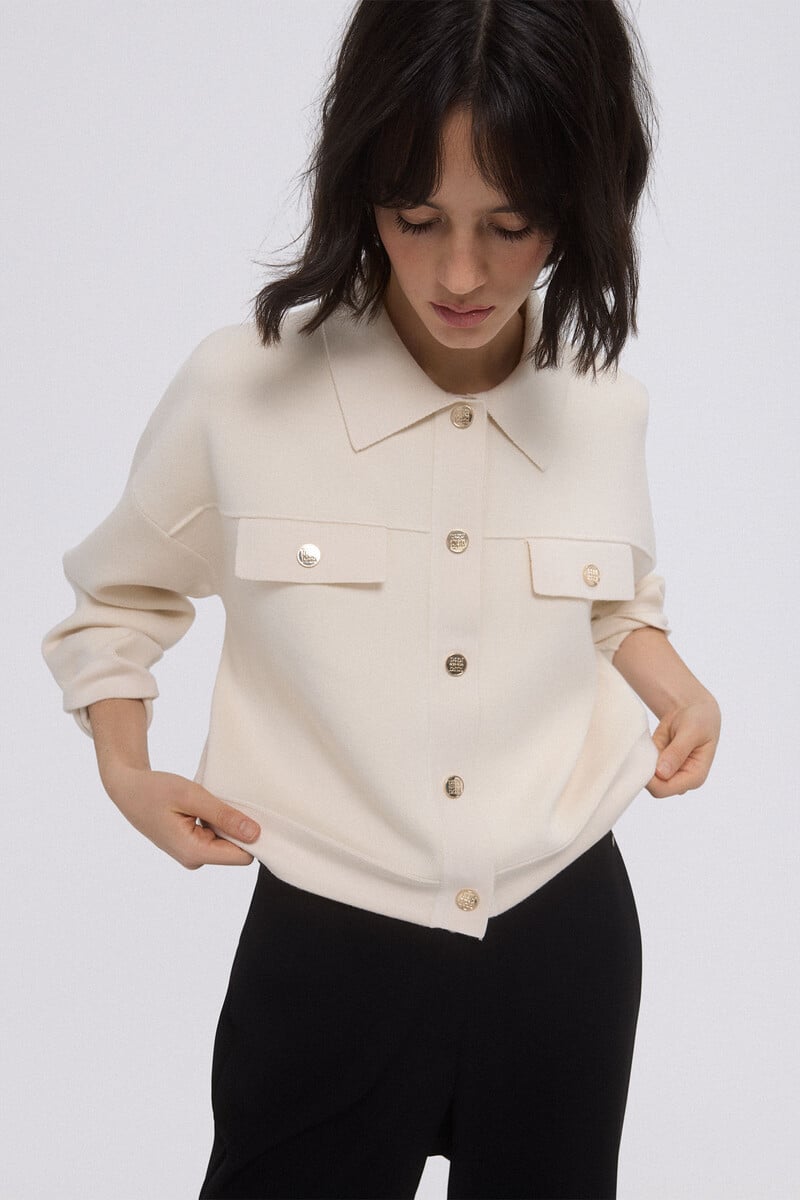 Cortefiel Chaqueta De Punto Cuello Polo