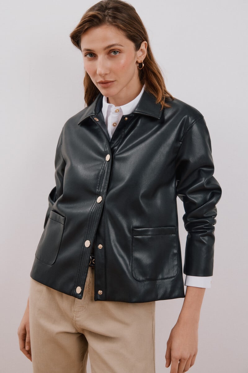 Cortefiel Chaqueta Efecto Piel