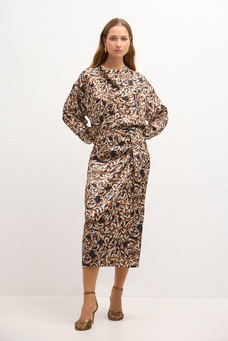 Cortefiel Ciara. Blusa Estampada Drapeado