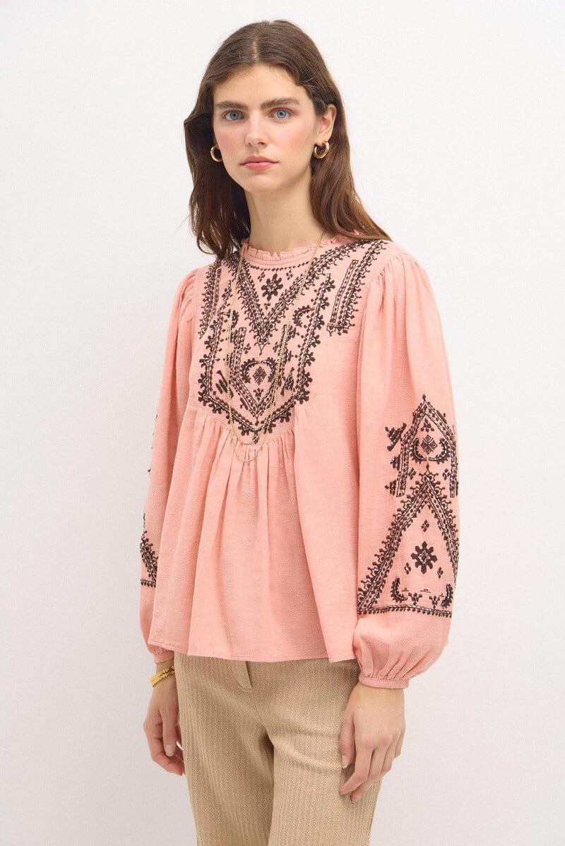 Cortefiel Cleo. Blusa Bordado étnico