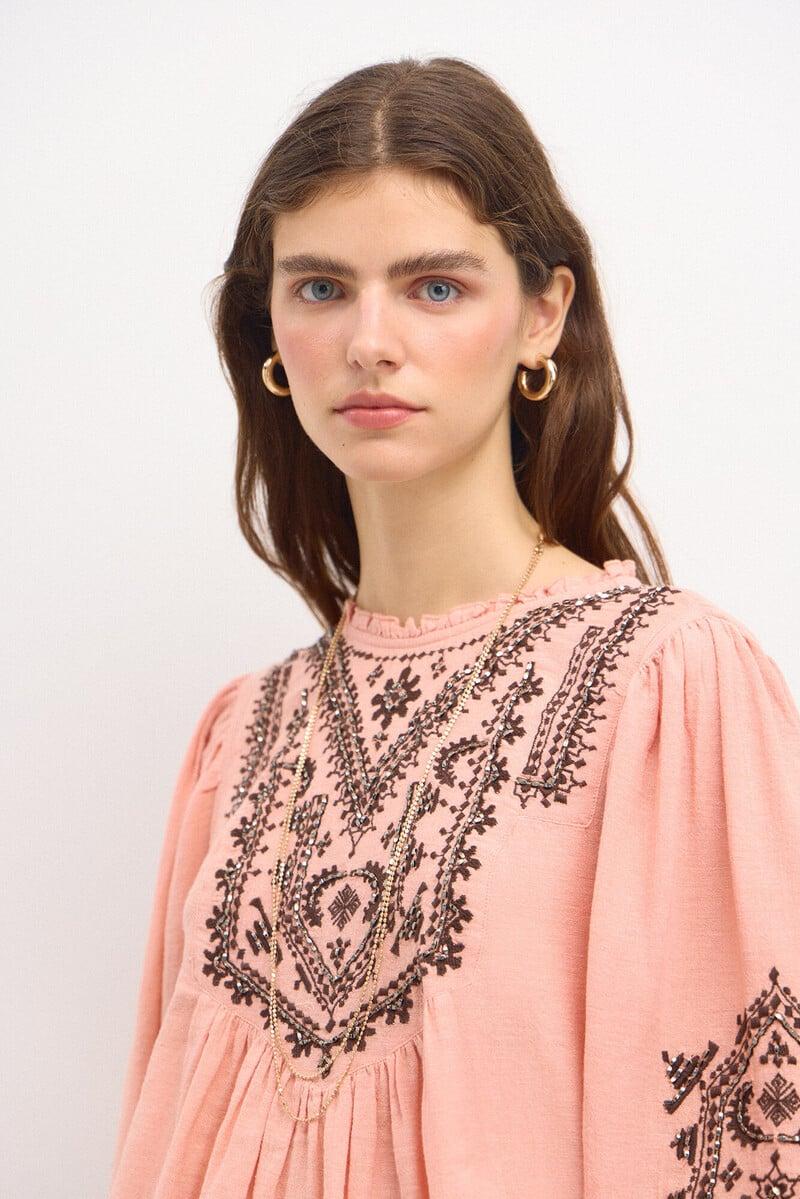 Cortefiel Cleo. Blusa Bordado étnico