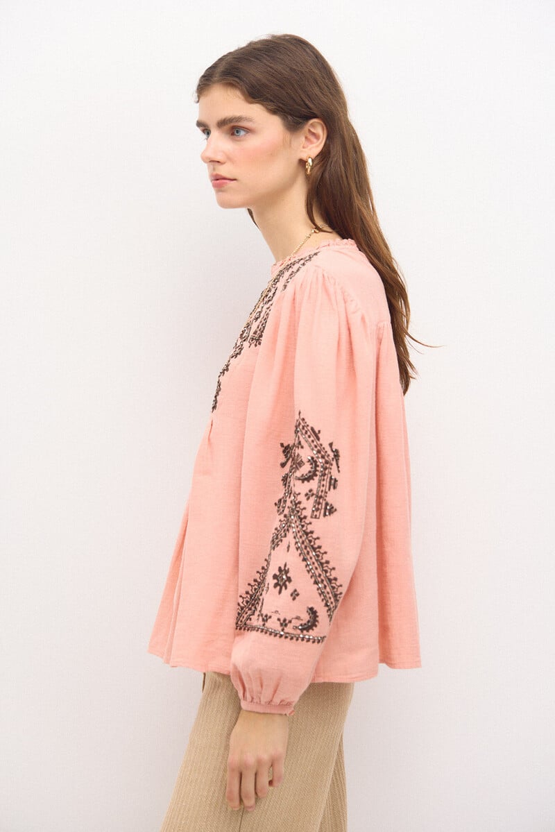 Cortefiel Cleo. Blusa Bordado étnico