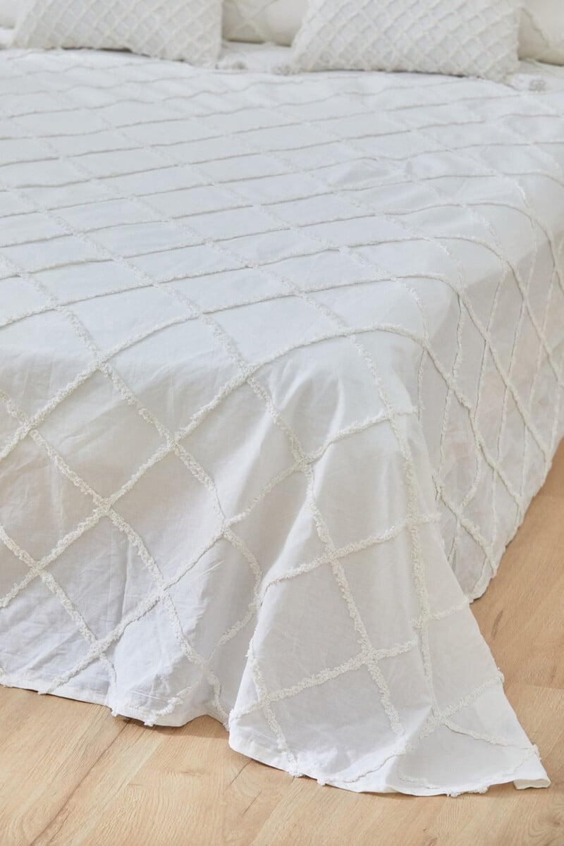 Cortefiel Colcha Con Tufting Blanco Royal