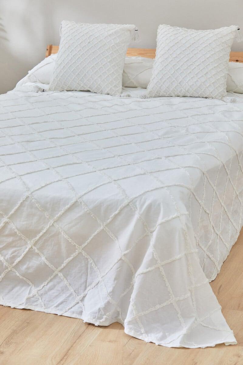 Cortefiel Colcha con tufting blanco Royal