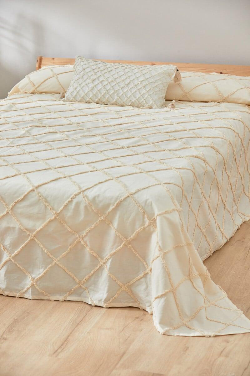 Cortefiel Colcha con tufting crudo Royal