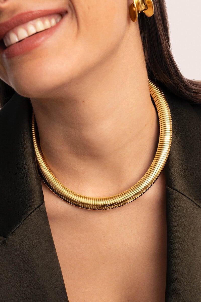 Cortefiel Collar Big Belt Acero Baño Oro