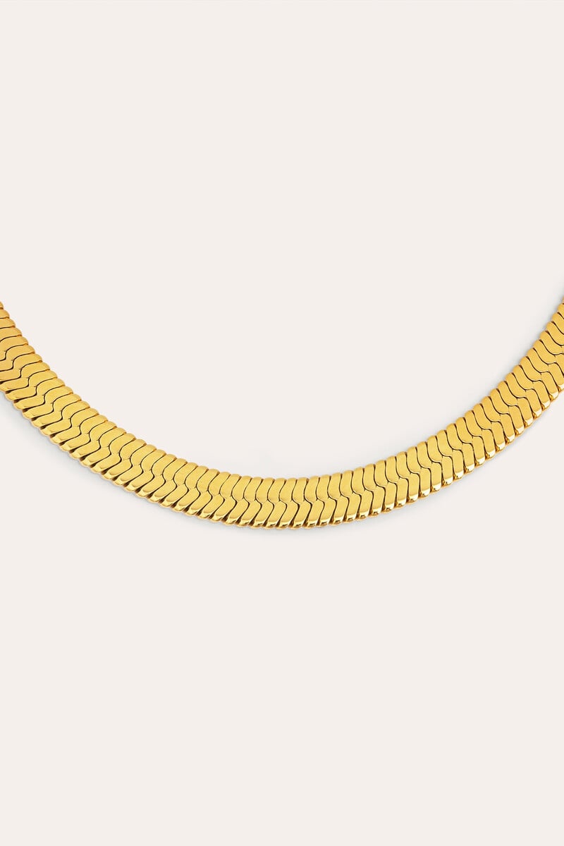 Cortefiel Collar Big Lisse Acero Baño Oro