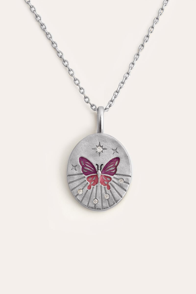 Cortefiel Collar Medallion Butterfly Rose
