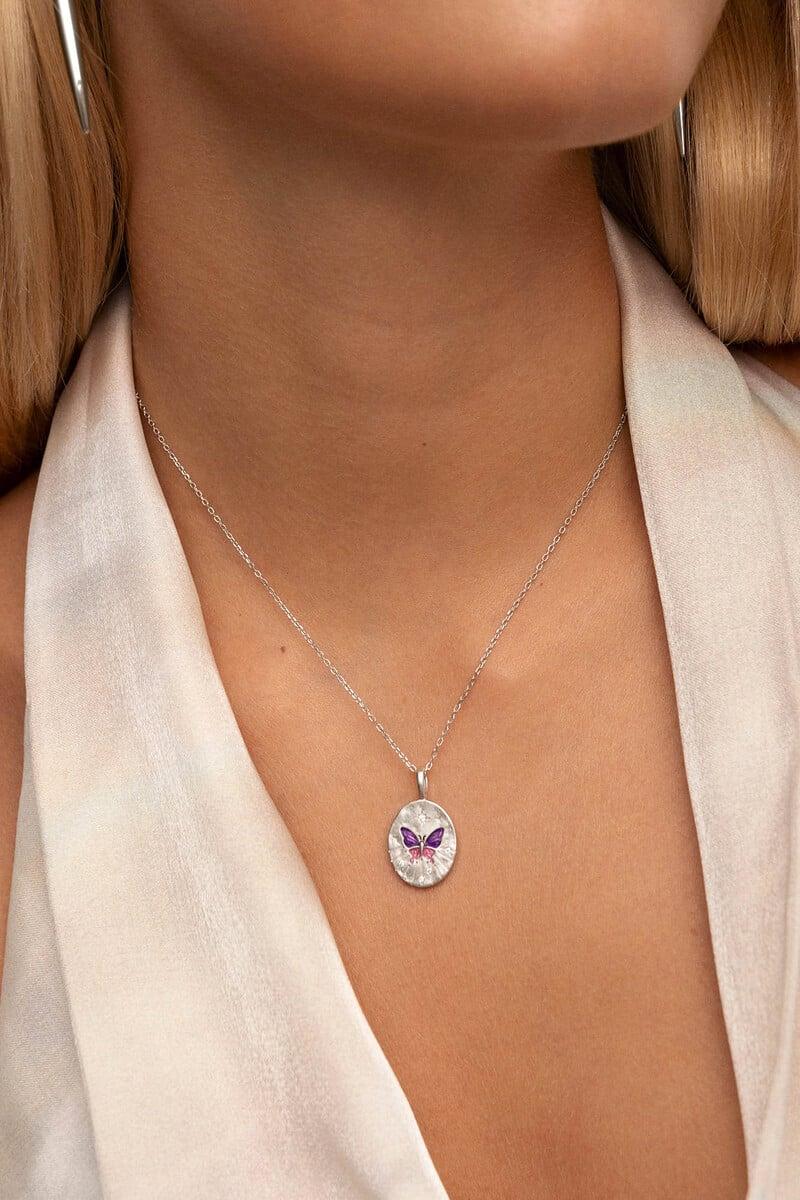 Cortefiel Collar Medallion Butterfly Rose