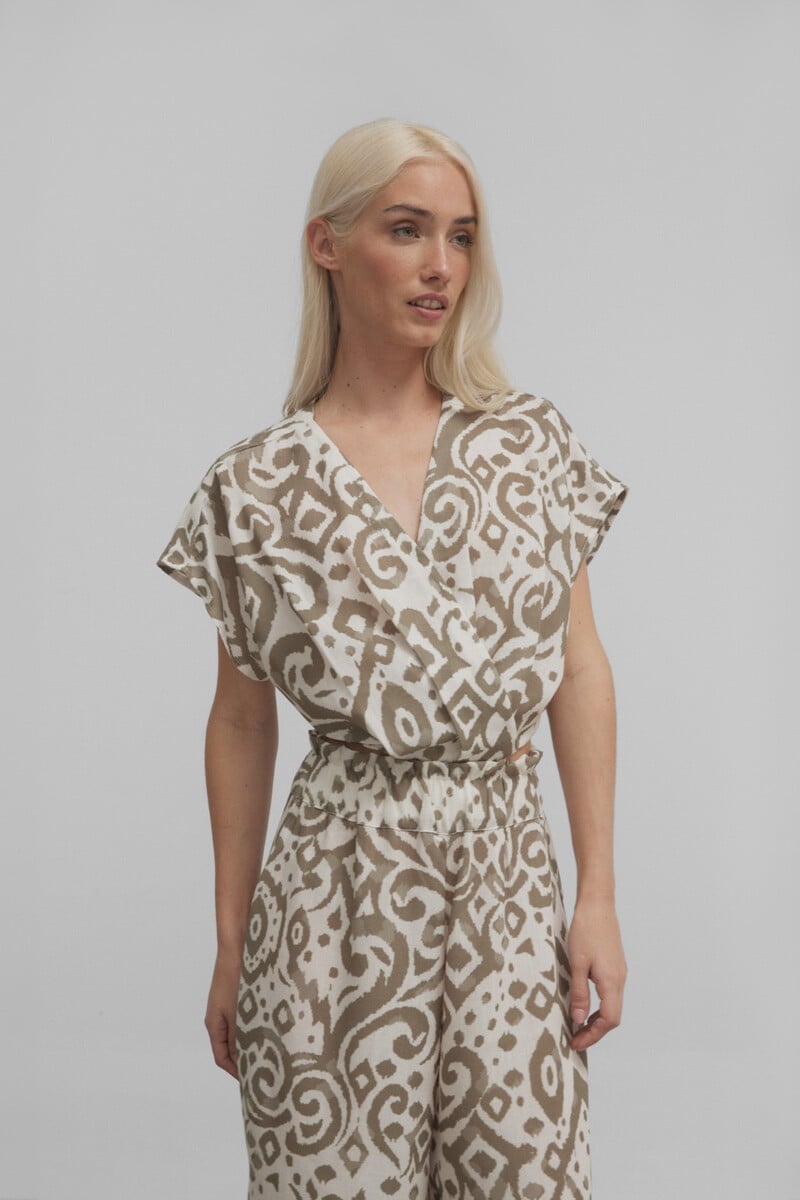 Cortefiel Crop Top Estampado Etnico