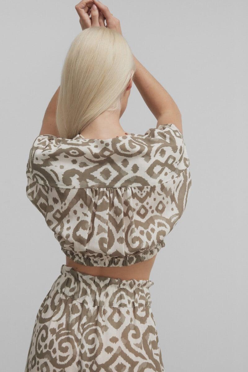 Cortefiel Crop Top Estampado Etnico