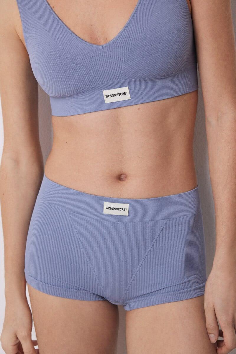 Cortefiel Culotte Canalé Azul Seamless