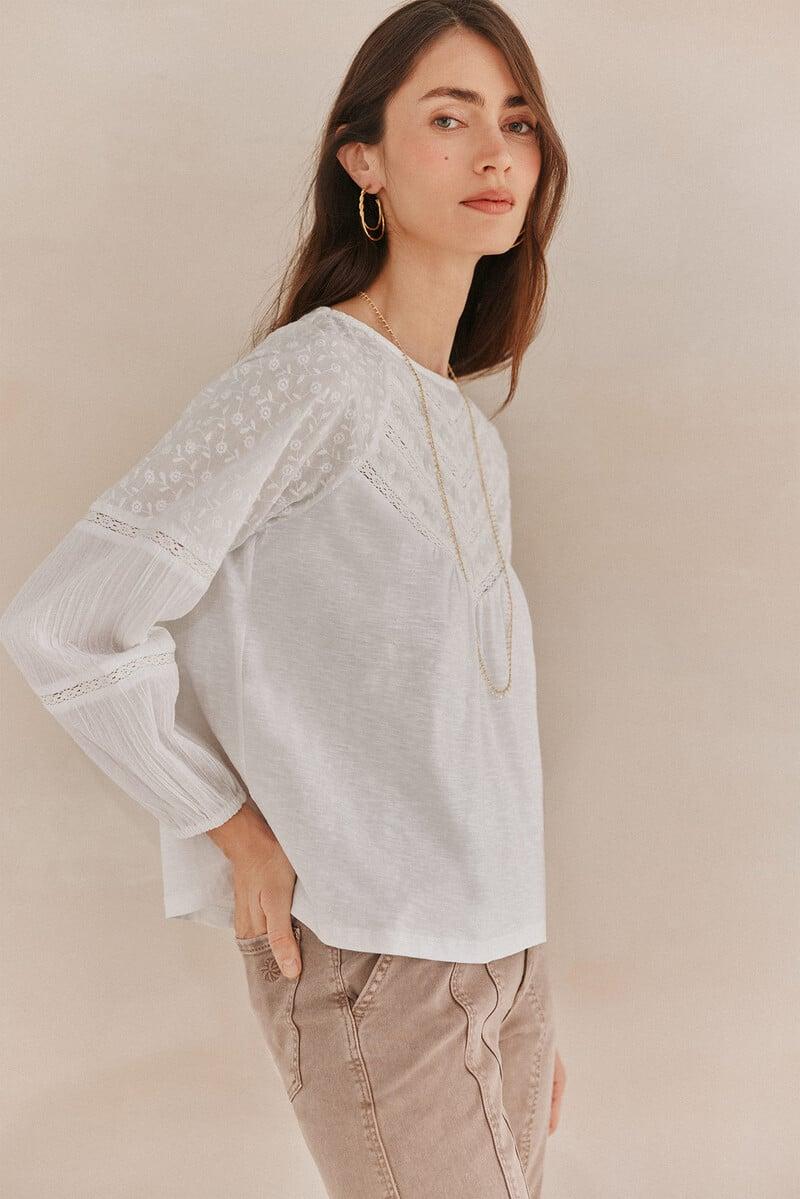 Cortefiel Fabiola. Camiseta Tiras Bordadas