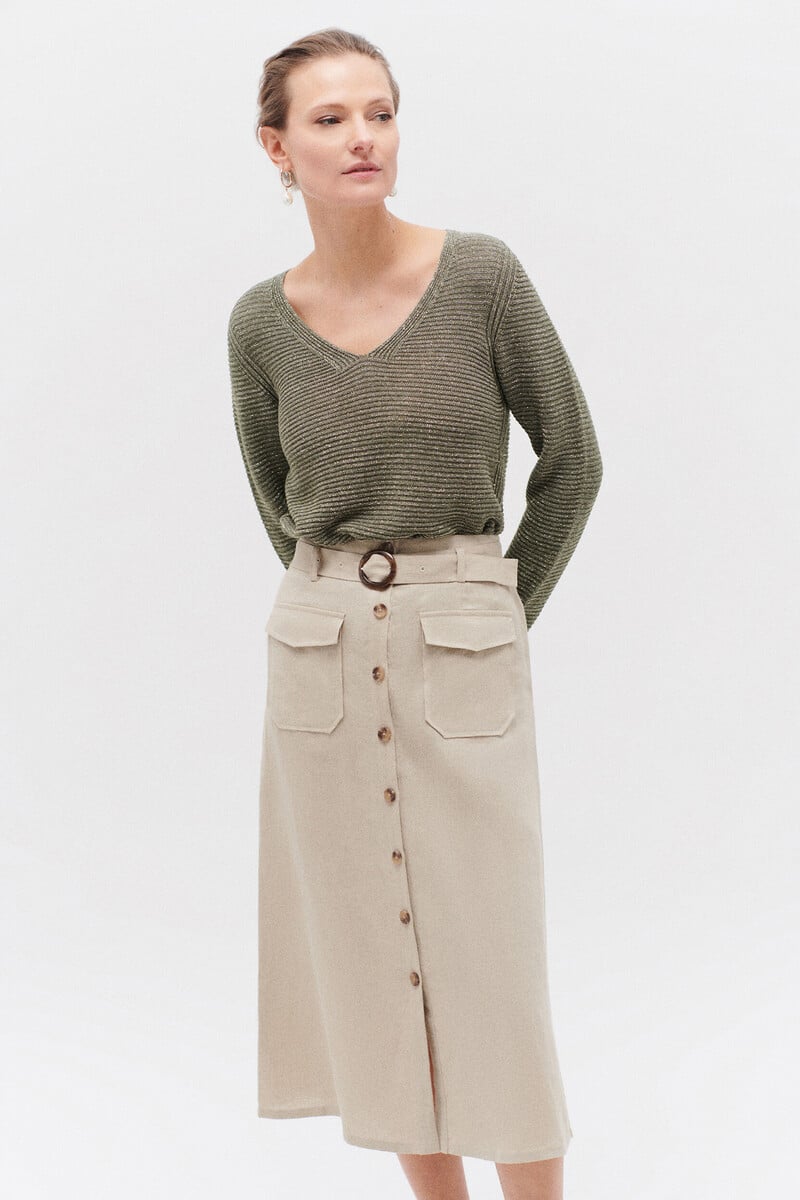Cortefiel Falda agnes 100 % lino