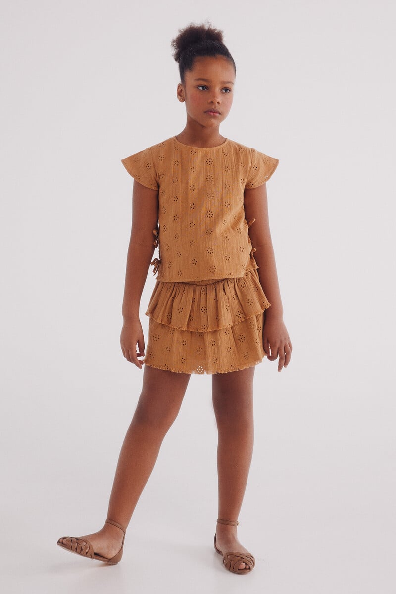 Cortefiel Falda Bordado Suizo Niña