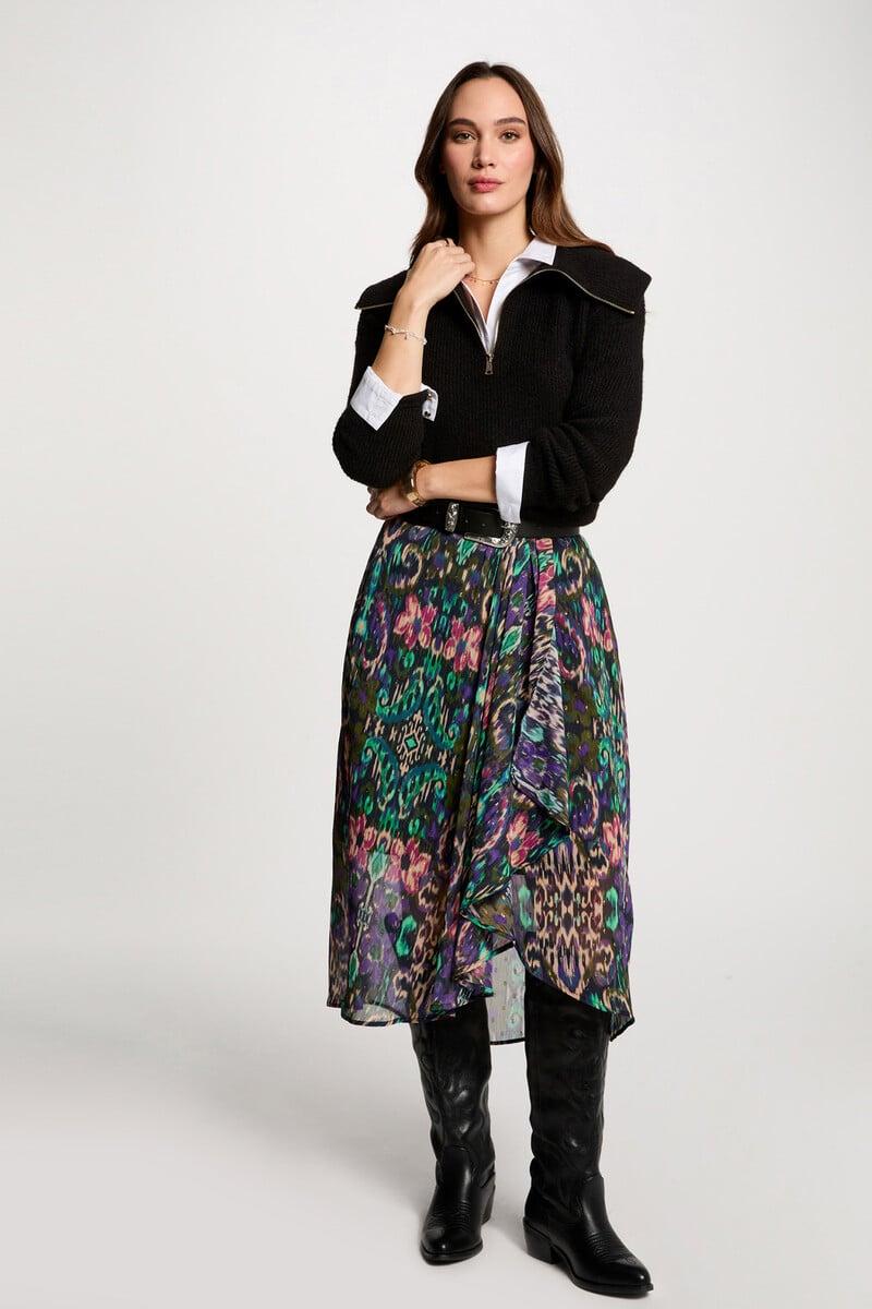 Cortefiel Falda cruzada estampada