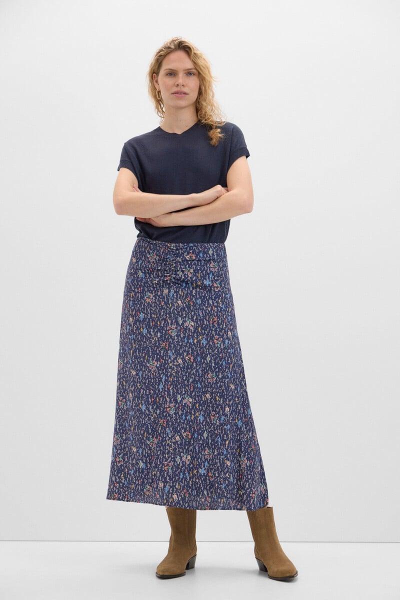 Cortefiel Falda estampada fruncido