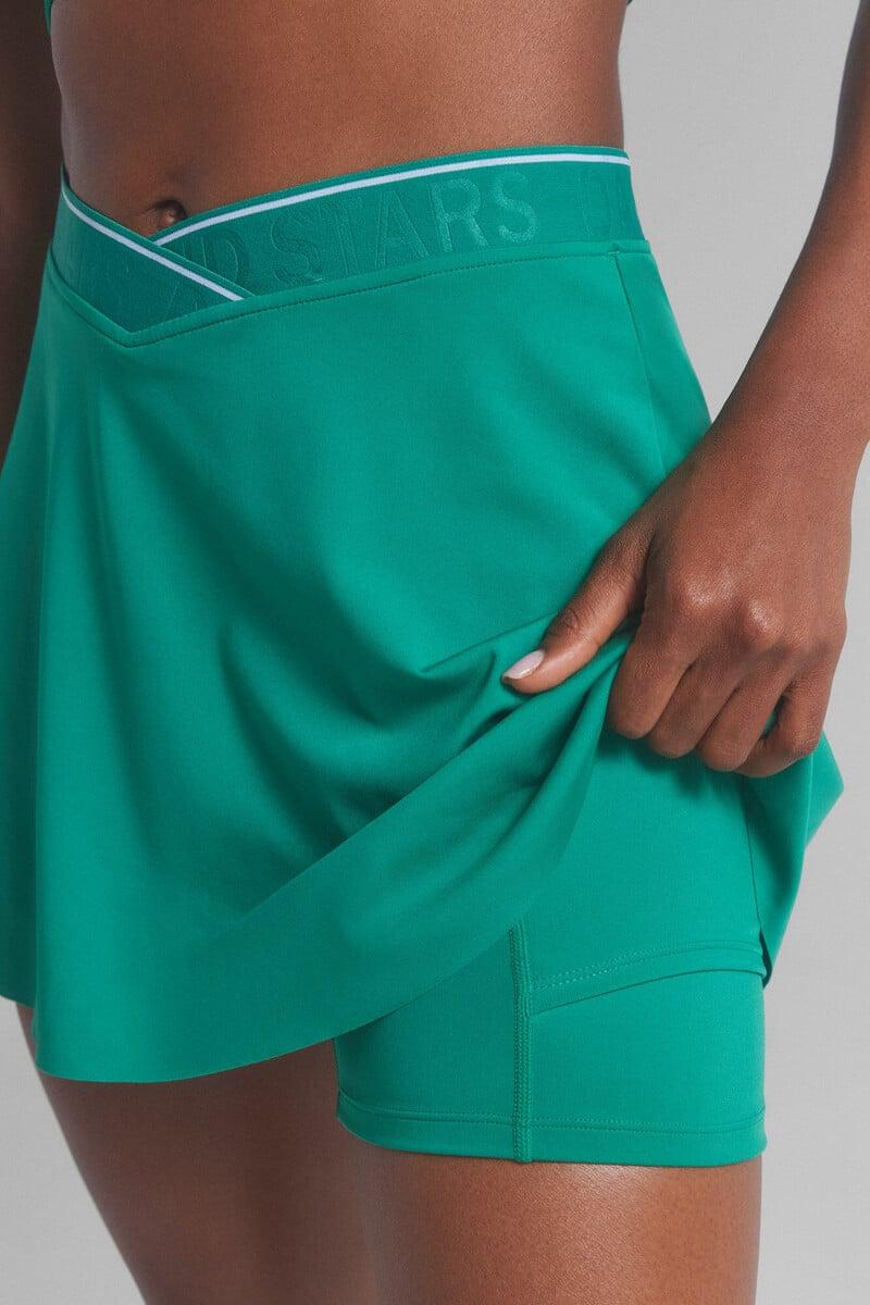 Cortefiel Falda Microfibra Verde Malla Interior