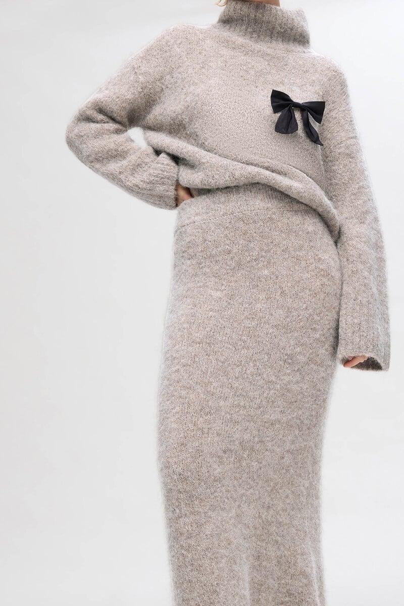 Cortefiel Falda Midi Confeccionada Con Alpaca